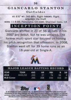 2017 Topps Inception #36 Giancarlo Stanton Back