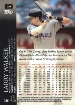 2000 Topps HD #20 Larry Walker Back