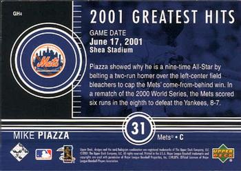 2002 Upper Deck - 2001 Greatest Hits #GH4 Mike Piazza  Back