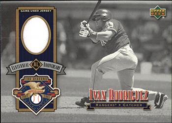 2002 Upper Deck - AL Centennial Anniversary Game-Used Jerseys #ALJ-IR Ivan Rodriguez Front