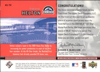 2002 Upper Deck - All-Star Home Run Derby #AS-TH Todd Helton  Back