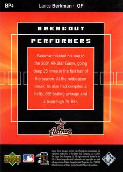 2002 Upper Deck - Breakout Performers #BP4 Lance Berkman  Back