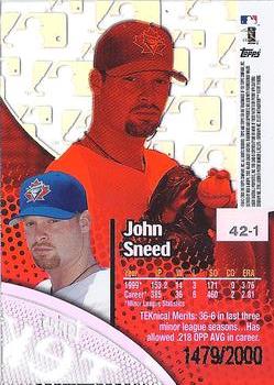 2000 Topps Tek #42-1 John Sneed Back