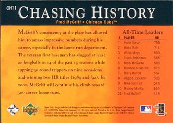 2002 Upper Deck - Chasing History #CH11 Fred McGriff  Back