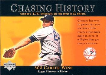 2002 Upper Deck - Chasing History #CH3 Roger Clemens  Front
