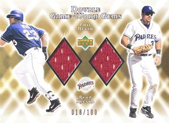 2002 Upper Deck - Double Game-Worn Gems Gold #DG-NK Phil Nevin / Ryan Klesko Front