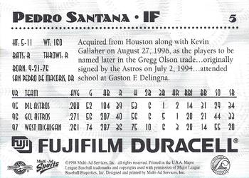 1998 Multi-Ad West Michigan Whitecaps #NNO Pedro Santana Back