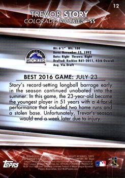 2016 Bowman's Best - Atomic Refractor #12 Trevor Story Back