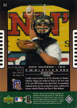 2000 UD Ionix #62 Eric Munson Back