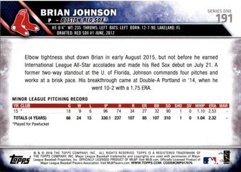 2016 Topps - 65th Anniversary #191 Brian Johnson Back