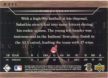 2002 Upper Deck - Return of the Ace #RA11 CC Sabathia  Back