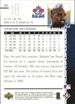 2002 Upper Deck - UD Plus Hobby #UD6 Carlos Delgado  Back