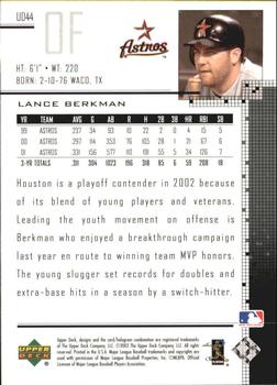 2002 Upper Deck - UD Plus Hobby #UD44 Lance Berkman  Back