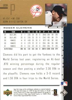 2002 Upper Deck - UD Plus Retail #UD38 Roger Clemens  Back