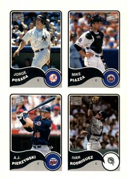 2003 Bazooka - 4-on-1 Stickers #7 A.J. Pierzynski / Ivan Rodriguez / Jorge Posada / Mike Piazza Front