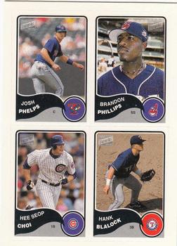 2003 Bazooka - 4-on-1 Stickers #16 Hank Blalock / Brandon Phillips / Hee Seop Choi / Josh Phelps Front