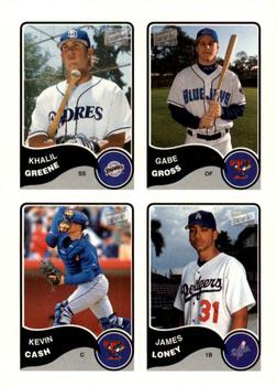 2003 Bazooka - 4-on-1 Stickers #26 James Loney / Khalil Greene / Gabe Gross / Kevin Cash Front