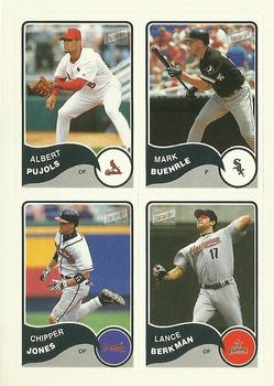 2003 Bazooka - 4-on-1 Stickers #27 Mark Buehrle / Albert Pujols / Lance Berkman / Chipper Jones Front