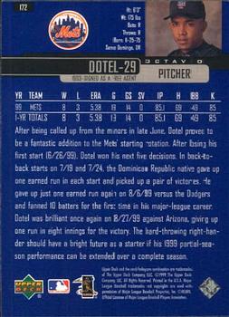 2000 Upper Deck #172 Octavio Dotel Back