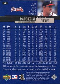 2000 Upper Deck #44 Greg Maddux Back