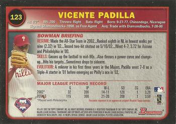 2003 Bowman - Gold #123 Vicente Padilla Back