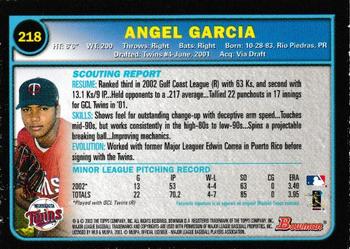 2003 Bowman - Gold #218 Angel Garcia Back