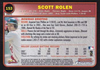 2003 Bowman Chrome - Refractors #153 Scott Rolen Back