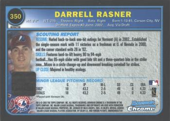 2003 Bowman Chrome - Refractors #350 Darrell Rasner Back