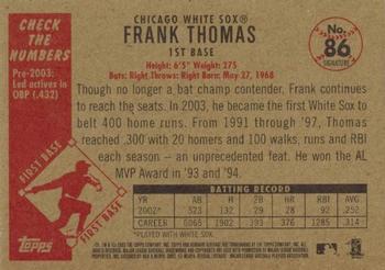 2003 Bowman Heritage - Facsimile Signature #86 Frank Thomas Back