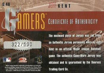 2003 Donruss/Leaf/Playoff (DLP) Rookies & Traded - Gamers #G-46 Jeff Kent Back