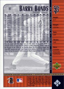 2000 Upper Deck Legends #37 Barry Bonds Back