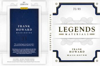 2016 Panini National Treasures - Legends Booklet Materials Nickname Bat #LBM-FH Frank Howard Back