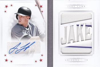 2016 Panini National Treasures - Stars Booklet Materials Signatures Nickname #SBMS-JL Jake Lamb Front