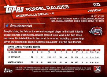 2017 Topps Pro Debut #20 Roniel Raudes Back