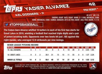 2017 Topps Pro Debut #42 Yadier Alvarez Back