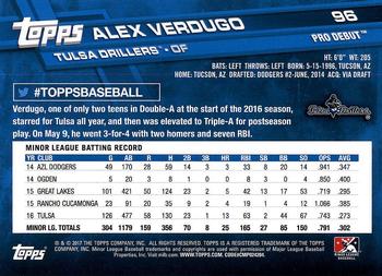 2017 Topps Pro Debut #96 Alex Verdugo Back