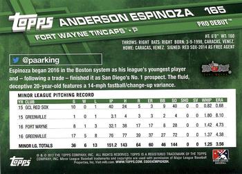 2017 Topps Pro Debut #165 Anderson Espinoza Back
