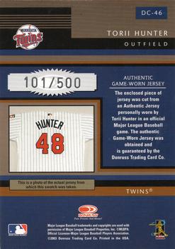 2003 Donruss Diamond Kings - Diamond Cut Collection #DC-46 Torii Hunter Back