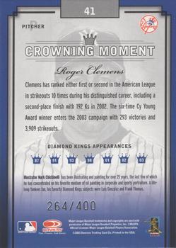 2003 Donruss Diamond Kings - Framed Gray (Silver Foil) #41 Roger Clemens Back