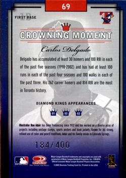 2003 Donruss Diamond Kings - Framed Gray (Silver Foil) #69 Carlos Delgado Back