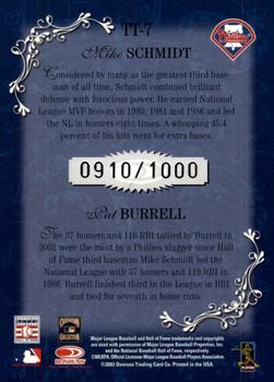 2003 Donruss Diamond Kings - Team Timeline #TT-7 Mike Schmidt / Pat Burrell Back