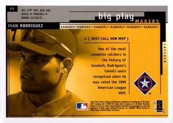 2000 Upper Deck Victory #375 Ivan Rodriguez Back