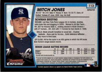 2001 Bowman Chrome #113 Mitch Jones Back