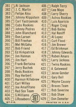 2014 Topps Heritage - 50th Anniversary Buybacks #361 5th Series Checklist 353-429 Back