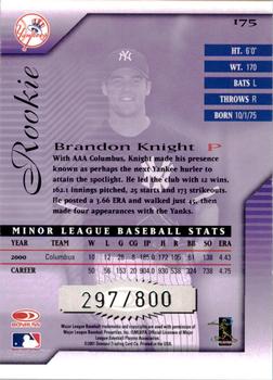 2001 Donruss Signature #175 Brandon Knight Back