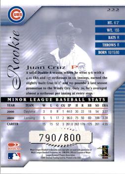 2001 Donruss Signature #222 Juan Cruz Back