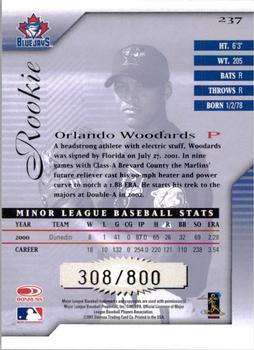 2001 Donruss Signature #237 Orlando Woodards Back