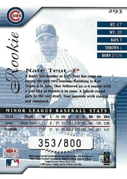 2001 Donruss Signature #293 Nate Teut Back