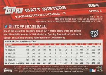 2017 Topps - Rainbow Foil #694 Matt Wieters Back