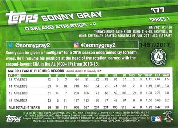 2017 Topps - Gold #177 Sonny Gray Back